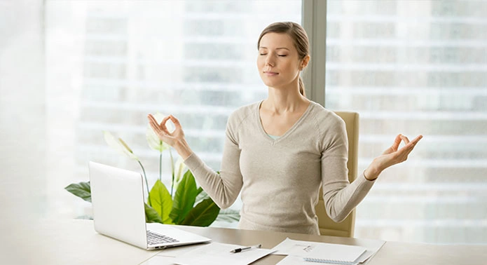A women taking online therapy session for stress relief