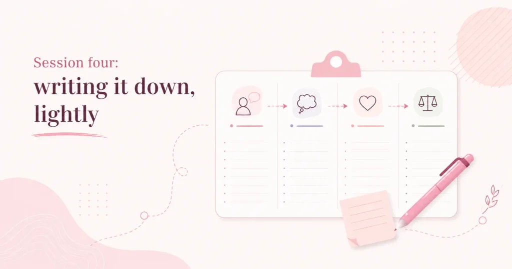 Session four: writing it down, lightly