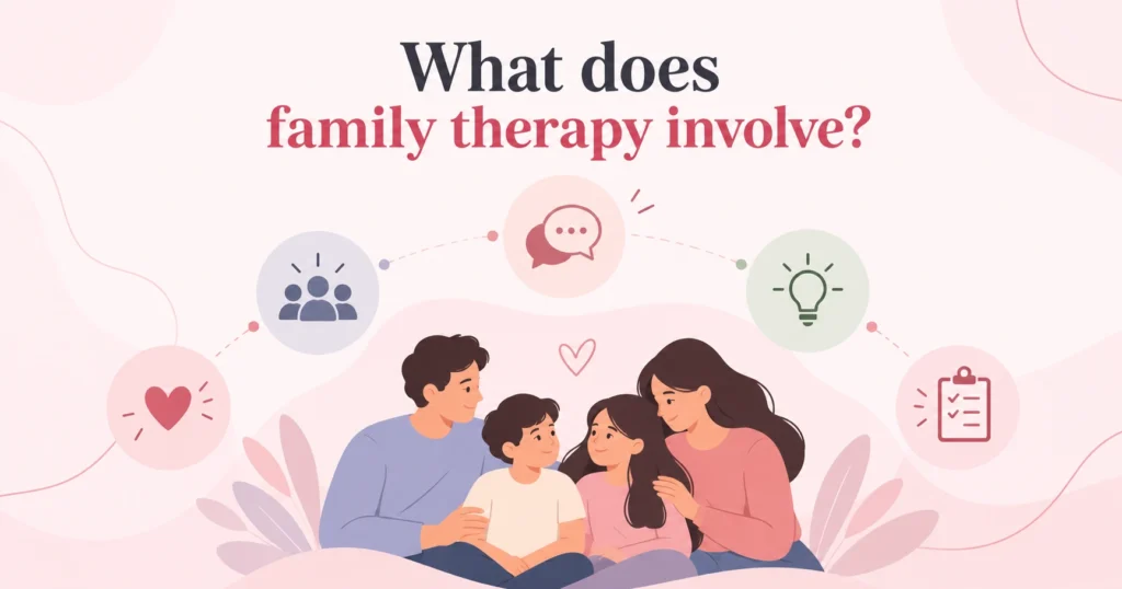 What does family therapy involve?